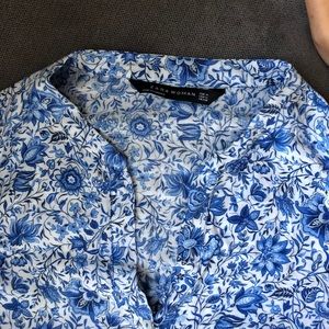 Zara Blue Print Rayon Blouse M